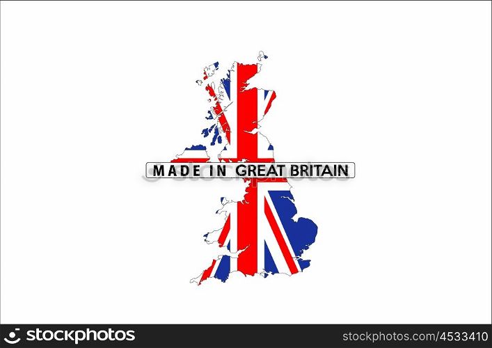 made in great britain country national flag map shape with text