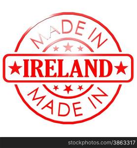 Made in Ireland red seal image with hi-res rendered artwork that could be used for any graphic design.. Made in Ireland red seal