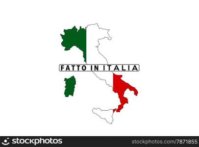 made in italy country national flag map shape with text fatto in italia