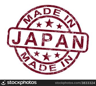 Made In Japan Stamp Shows Japanese Product Or Produce. Made In Japan Stamp Showing Japanese Product Or Produce