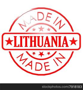 Made in Lithuania red seal image with hi-res rendered artwork that could be used for any graphic design.. Made in Lithuania red seal