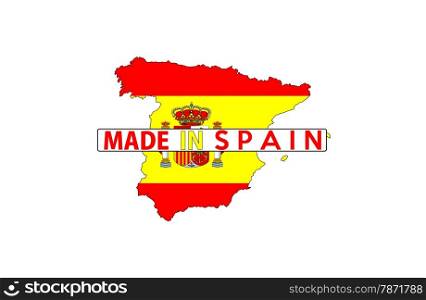 made in spain country national flag map shape with text