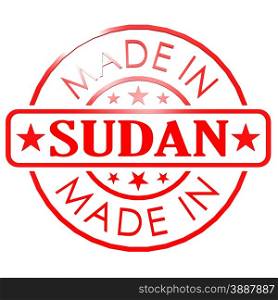 Made in Sudan red seal image with hi-res rendered artwork that could be used for any graphic design.. Made in Sudan red seal