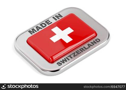 Made in Switzerland, shiny badge on white background