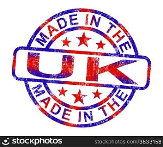 Made In The Uk Stamp Shows Product Or Produce From Britain. Made In The Uk Stamp Showing Product Or Produce From Britain