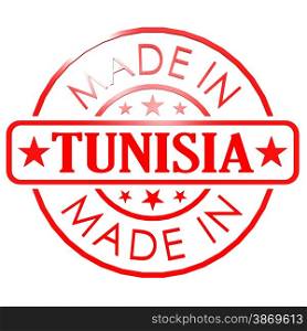 Made in Tunisia red seal image with hi-res rendered artwork that could be used for any graphic design.. Made in Tunisia red seal