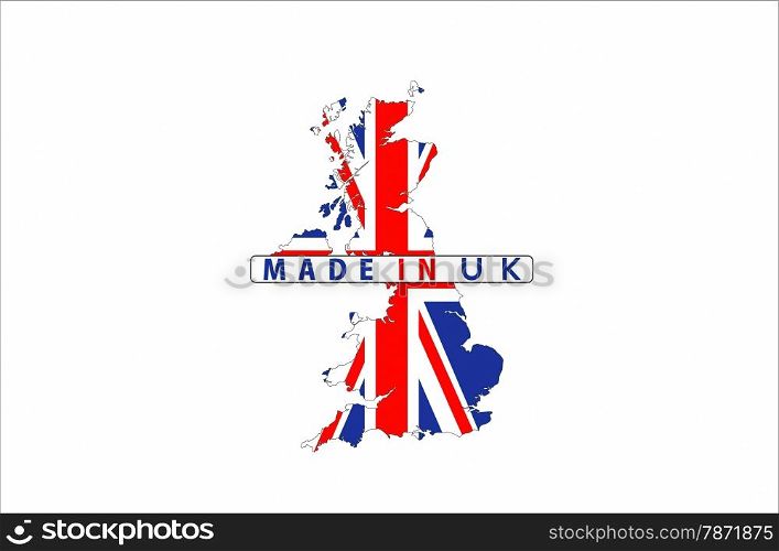 made in uk country national flag map shape with text