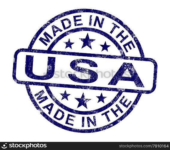 Made In Usa Stamp Shows Product Or Produce Of America. Made In USA Stamp Showing American Product Or Produce