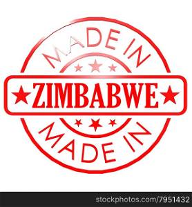 Made in Zimbabwe red seal image with hi-res rendered artwork that could be used for any graphic design.. Made in Zimbabwe red seal