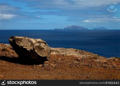 Madeira coastal view with Desertas islands at the horizon