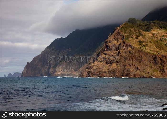 Madeira island coast at Porto da Cruz, Portugal