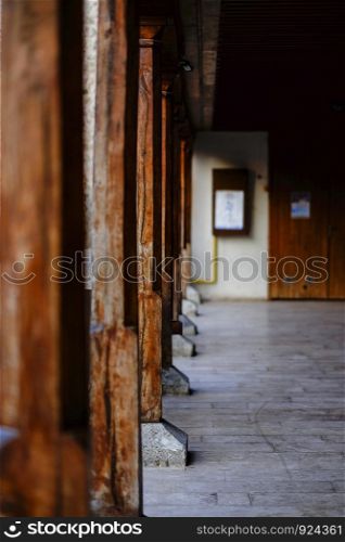 Madrasa pateo with wood pillars