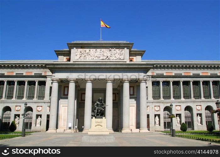Madrid Museo del Prado with Velazquez statue main door in Castellana