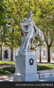 Madrid-September, 13,2017: statue of king Eurico (Aiwareiks)-440-484--was king of the Visigoths from 466 to 484 yeas- on square Oriente in Madrid-on September 13, 2017 in Madrid, Spain