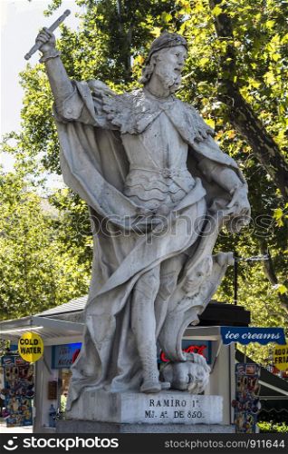 Madrid-September, 13,2017:statue ofking Ramiro 1- square Oriente in Madrid-on September 13, 2017 in Madrid, Spain