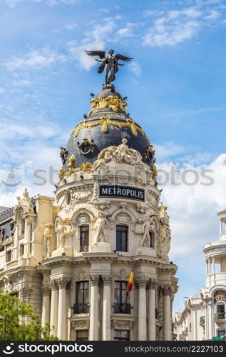 MADRID, SPAIN - JULY 11  Metropolis hotel in Madrid in a beautiful summer day on July 11, 2014 in Madrid, Spain