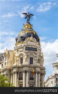 MADRID, SPAIN - JULY 11  Metropolis hotel in Madrid in a beautiful summer day on July 11, 2014 in Madrid, Spain