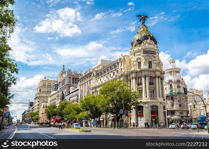 MADRID, SPAIN - JULY 11  Metropolis hotel in Madrid in a beautiful summer day on July 11, 2014 in Madrid, Spain