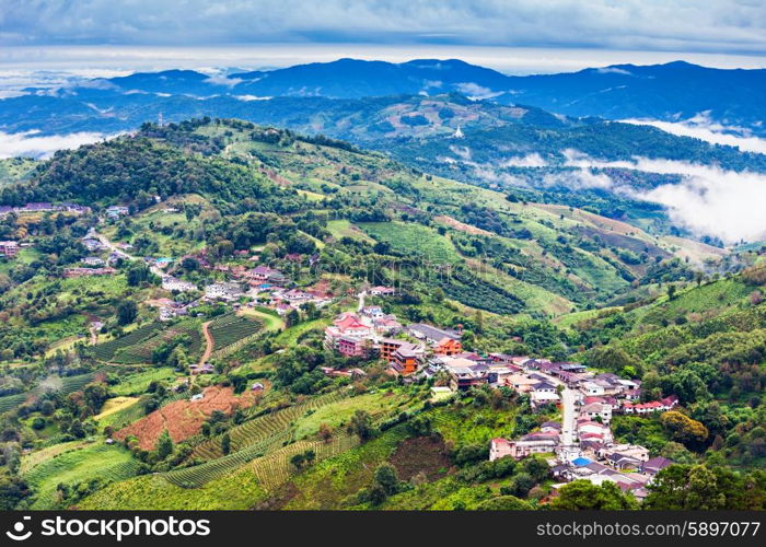 Mae Salong aerial view, Chiang Rai Province, Northern Thailand