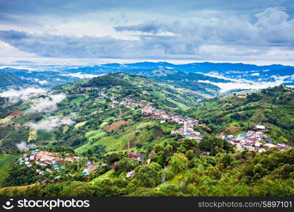 Mae Salong aerial view, Chiang Rai Province, Northern Thailand