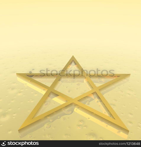 Magen David (star of David) as jewish religious symbol in golden ground. Magen David (star of David) - 3D render