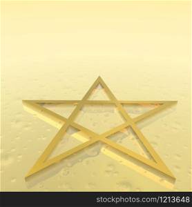 Magen David (star of David) as jewish religious symbol in golden ground. Magen David (star of David) - 3D render