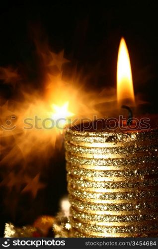 magic candle holiday background stars in dark