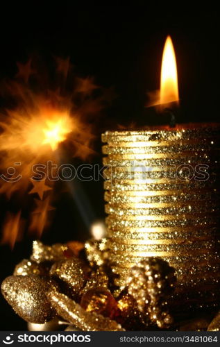 magic candle holiday background stars in dark