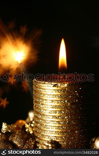 magic candle holiday background stars in dark