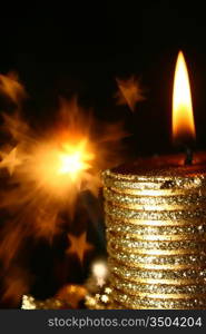 magic candle holiday background stars in dark