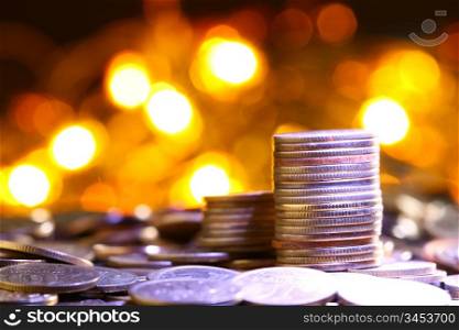 magic coins on bokeh background