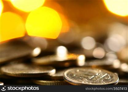 magic coins on bokeh background