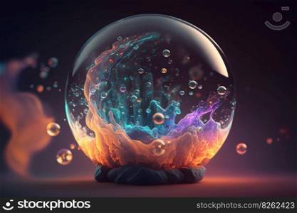 Magic cristal ball with mystery smoke effects of various colors. Neural network AI generated art. Magic cristal ball with mystery smoke effects of various colors. Neural network generated art