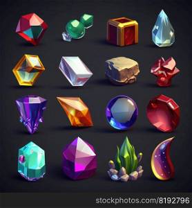 magic game crystal gem ai generated. jewel background, design jewelry, blue gui magic game crystal gem illustration. magic game crystal gem ai generated