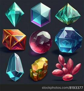 magic game crystal gem ai generated. jewel background, design jewelry, blue gui magic game crystal gem illustration. magic game crystal gem ai generated