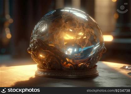 Magic stone ball glass. Esoteric light. Generate Ai. Magic stone ball glass. Generate Ai