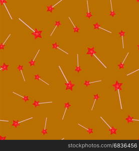 Magic Wand Seamless Pattern Isolated on Orange Background. Magic Wand Seamless Pattern