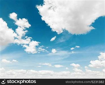 Magical deep aerial white clouds on blue sky.