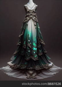 Magical elegant woman dress design 3d illustrated