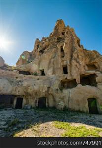Magical fairy chimneys in the canyon near in Goreme, Cappadocia, Nevsehir Province in the Central Anatolia Region of Turkey