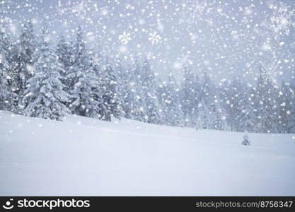 magical frozen winter landscape with snow covered fir trees