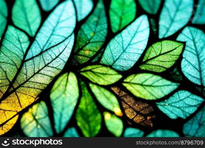 Magical gradient leafs watercolor design 3d illustrated