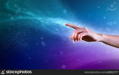 magical hands conceptual image. magical hand conceptual image with sparkles on colour background