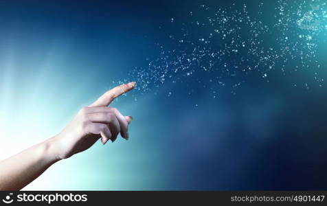 magical hands conceptual image. magical hand conceptual image with sparkles on colour background