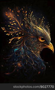 Magical phoenix bird. Generative AI. High quality illustration. Magical phoenix bird. Generative AI