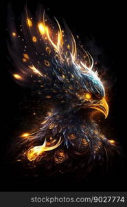 Magical phoenix bird. Generative AI. High quality illustration. Magical phoenix bird. Generative AI