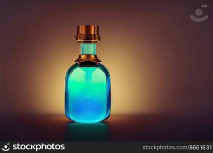 Magical potion with blue liquid 3d illustrated