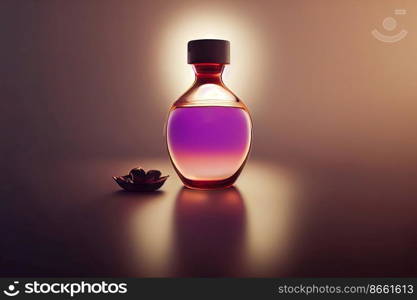 Magical potion with purple liquid 3d illustrated