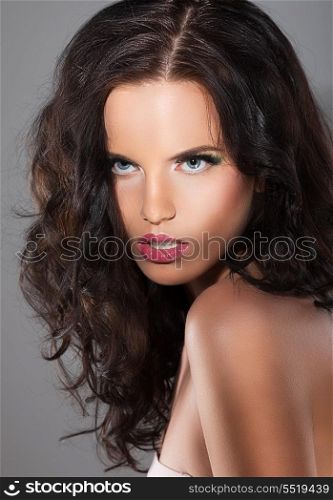Magnetism. Character. Image of Exquisite Refined Woman with Brown Hair