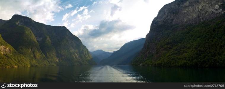 Magnificient scenery in the junction of Naeroyfjord and Sognefjord in Norway